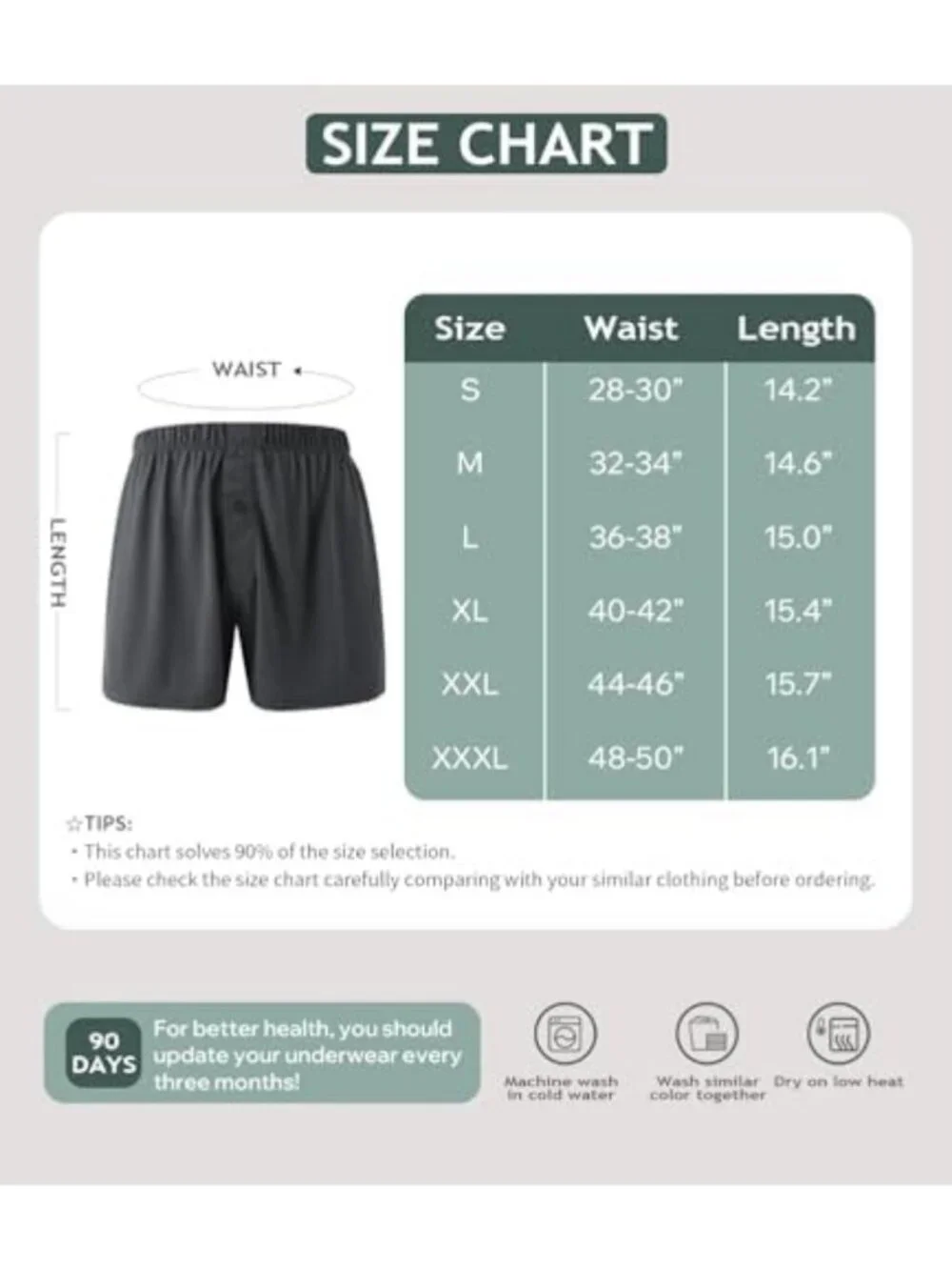 Breathable Men's Boxer Shorts 3/5 Pack - Moisture Wicking, Loose Fit Comfort